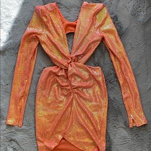 Fashion Nova orange sequin dress